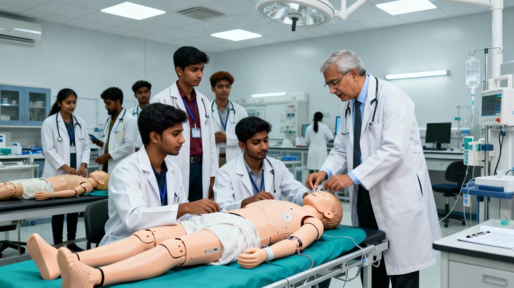 Medical students at BSMI engaged in practical training and clinical education